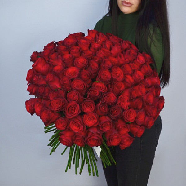 Букет из 101 бордовой розы 60см (Иран Премиум)
