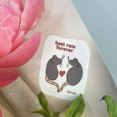 Наклейка на букет "Best rats forever"