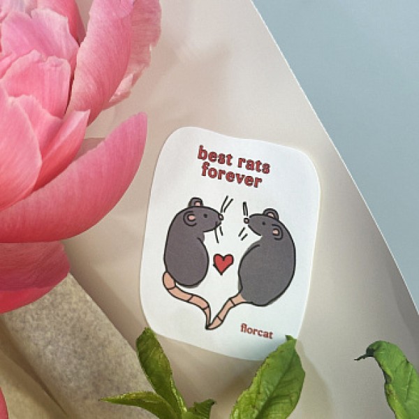 Наклейка на букет "Best rats forever"