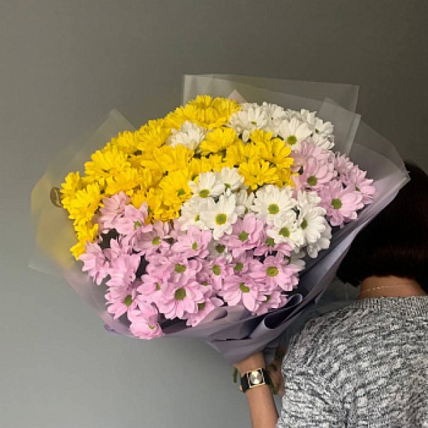 Букет из 15 кустовых хризантем (микс)