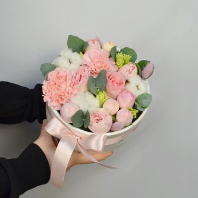 Букет в шляпной коробке Пастила