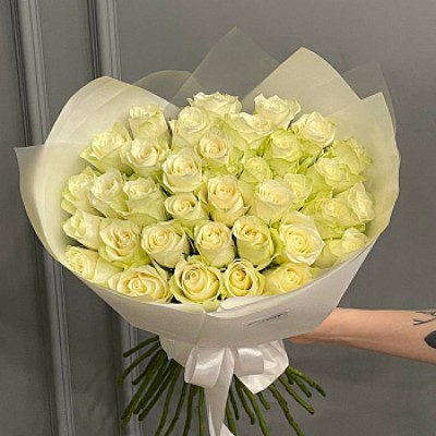 Букет из 35 белых роз 50см (Иран)