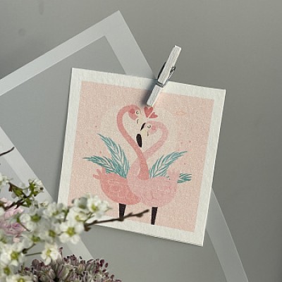Открытка "Фламинго"