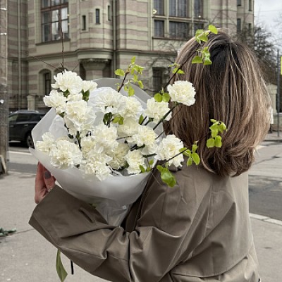 БУКЕТ НЕДЕЛИ M: 25 белых гвоздик