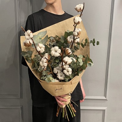 Букет из хлопка и эвкалипта L