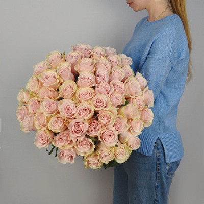 Букет из 51 розы Pink Mondial 60см