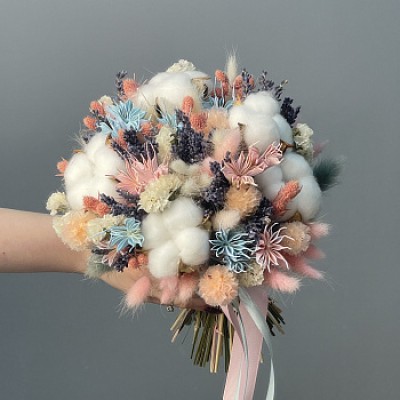 Свадебный букет невесты с сухоцветами
