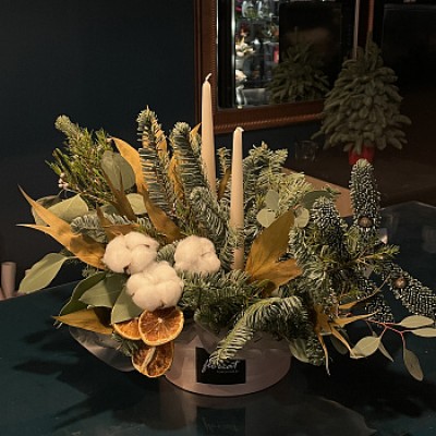 Зимняя композиция со свечами L