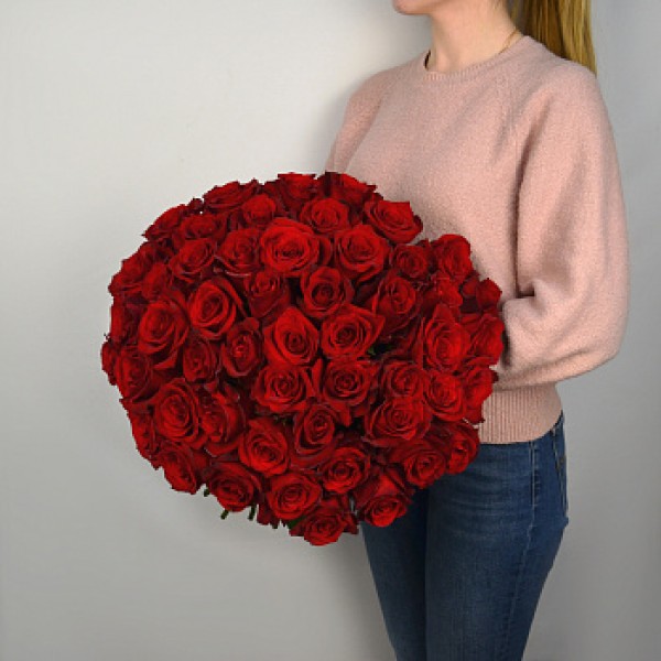 Букет из 51 красной розы 70-80 см