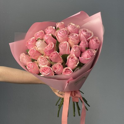 Букет из 25 розовых роз 50см (Иран)