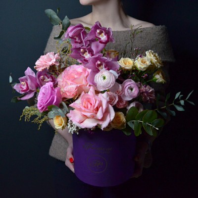 Букет в шляпной коробке Eve