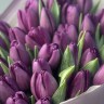Букет из 25 фиолетовых тюльпанов